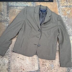 Evan Picone Houndstooth Blazer in Olive green and Cream